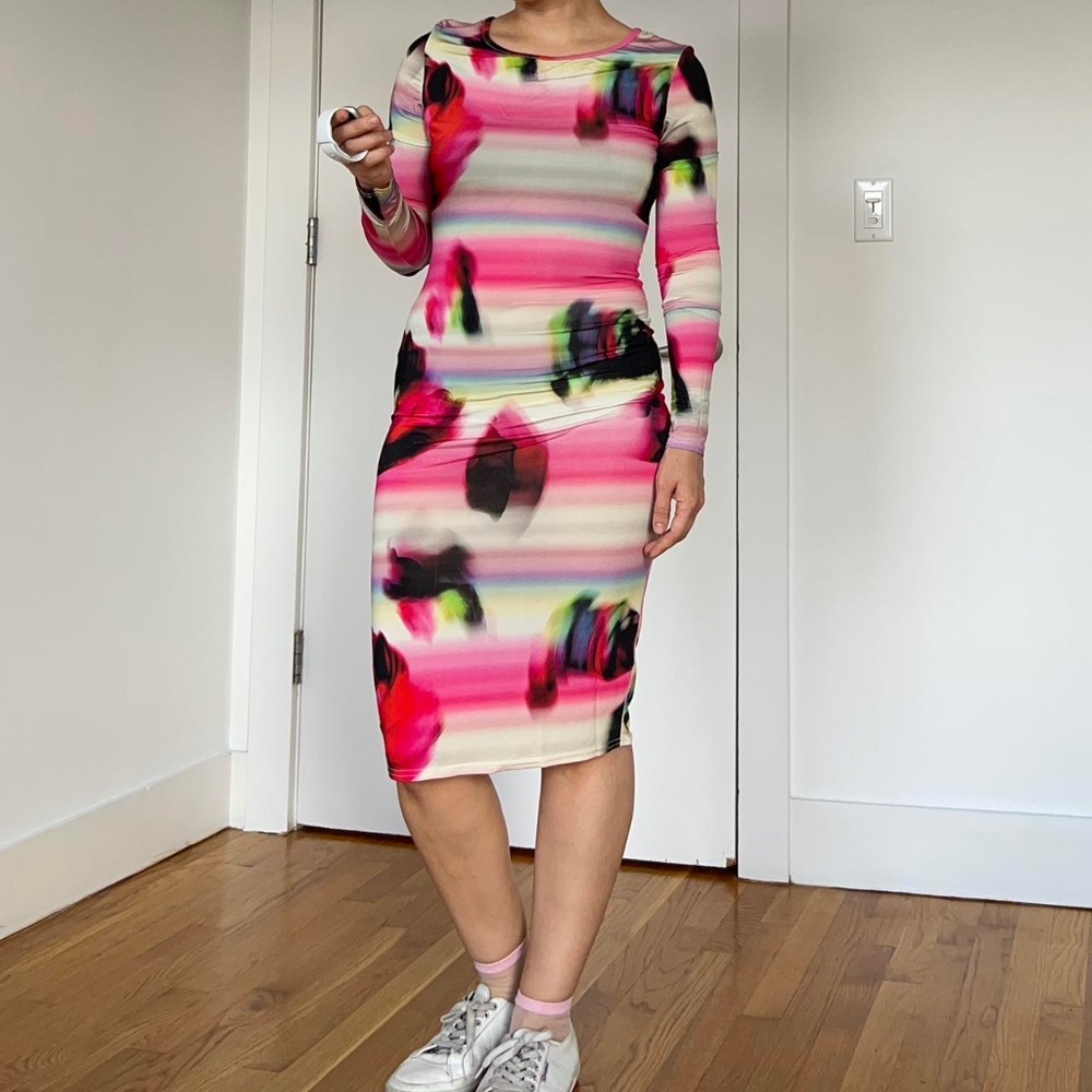 Topshop pink, multicolor, abstract pattern, dress